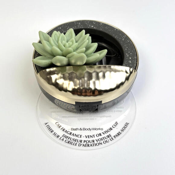 BATH & BODY WORKS SUCCULENT PLANTER CAR VISOR CLIP WITH RUBERY TEXTURE LEAFS NEW - Picture 2 of 3